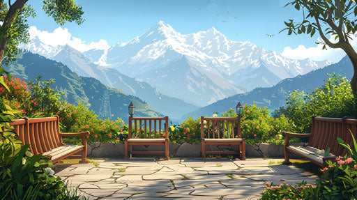 Realistic drawing of Himalayan views from an Indian station