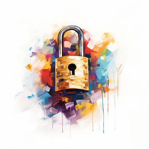 Padlock illustration in the style of Impressionistic Art