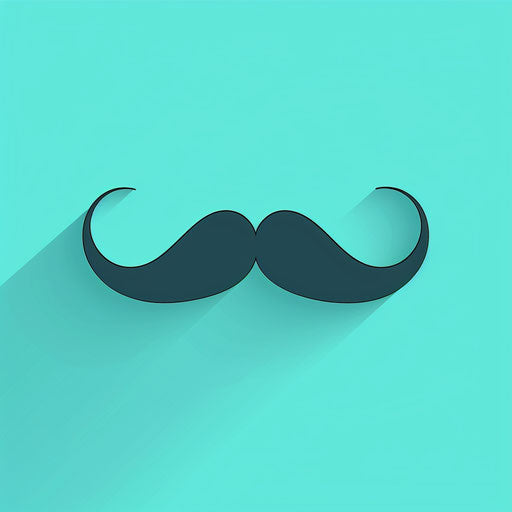 Realistic mustache clipart on flat turquoise background