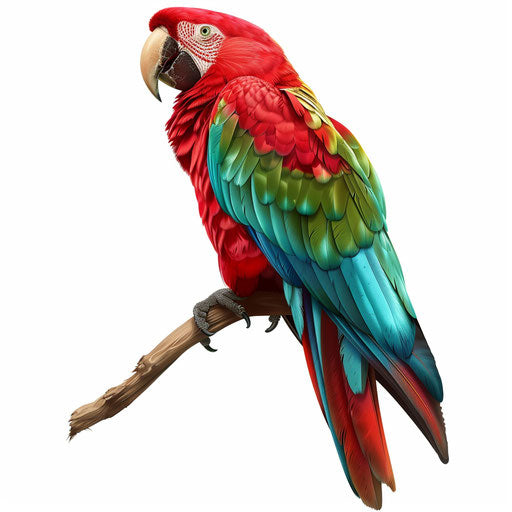 Realistic parrot clipart on flat white background
