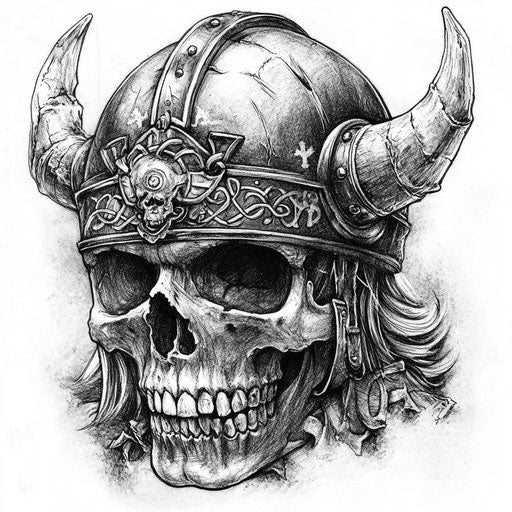 Skull tattoos for men with Viking helmet