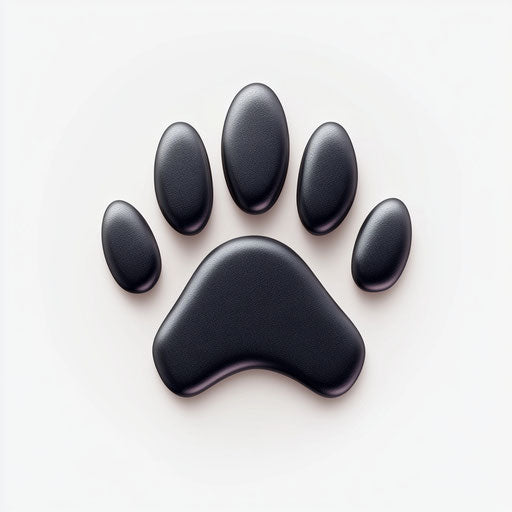 3D dog paw print on flat white background