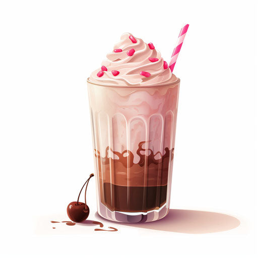 Milkshake clipart in the style of Chiaroscuro Art, on a white background