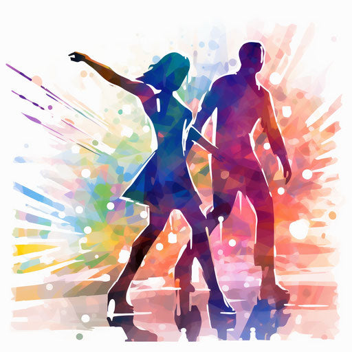Impressionistic Art disco clipart on white background