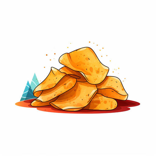 Minimalist illustration of chips on white background