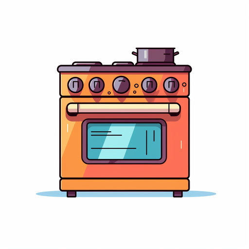 Minimalist stove illustration on white background