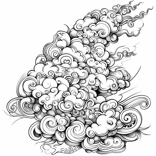 A cloud with intricate patterns and designs. Coloring page
