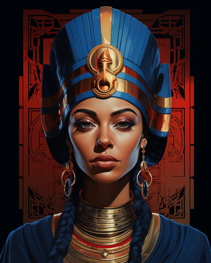 Portrait of an Egyptian woman with a blue crown