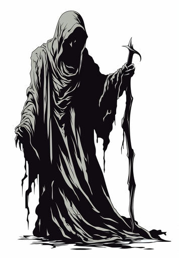 Vector clip art of the grim reaper, tanning style illustration
