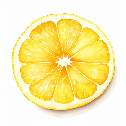 Lemon slice clipart in the style of Impressionistic Art, on white background