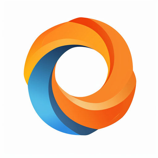 Minimalist brand logo with orange and blue colors on white background