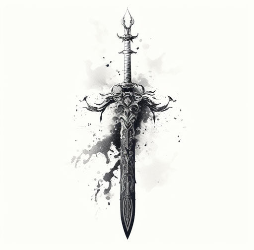 Gothic sword in black and white