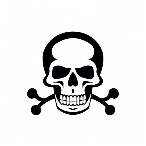 Skull and crossbones in Minimalist style on white background