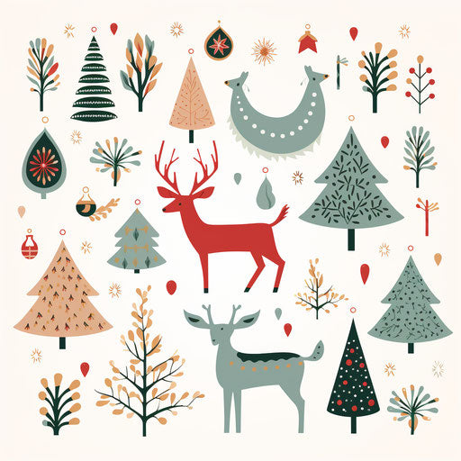 Minimalist style Xmas clip art on white background