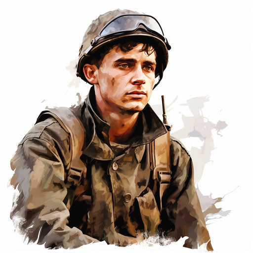 Soldier clipart in the style of oil painting