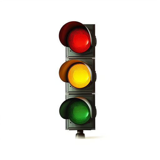 Traffic light in Chiaroscuro Art on white background