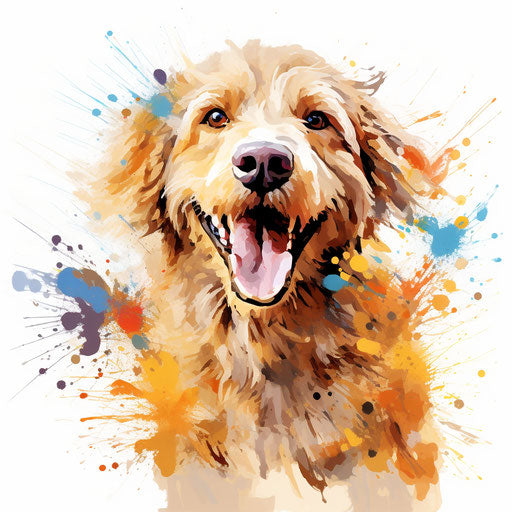 Dog clipart in the style of Impressionistic Art, on a white background
