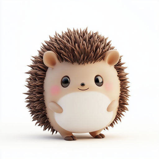 3D hedgehog on flat white background, isolated clipart