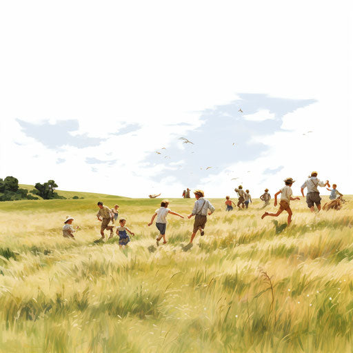 Country field day in the style of Oil painting