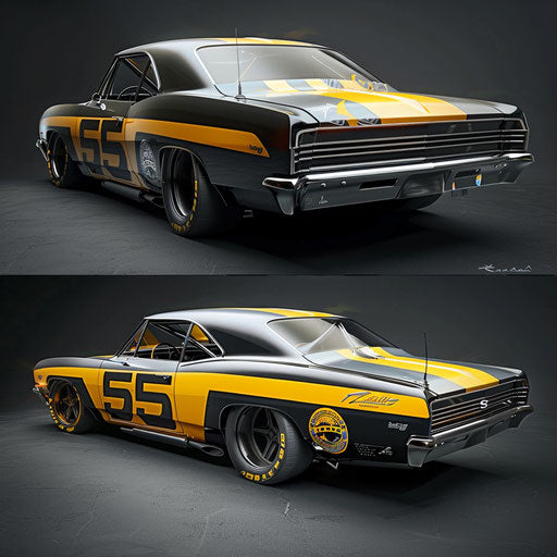 1967 Chevy Bel Air turned into a high-performance racing car with aerodynamic enhancements