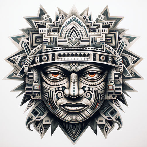 Aztec hooded head and eyes, bold stencil style