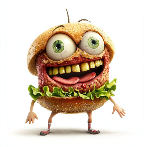 Innovative Burger Caricature Clipart for Event Decorations