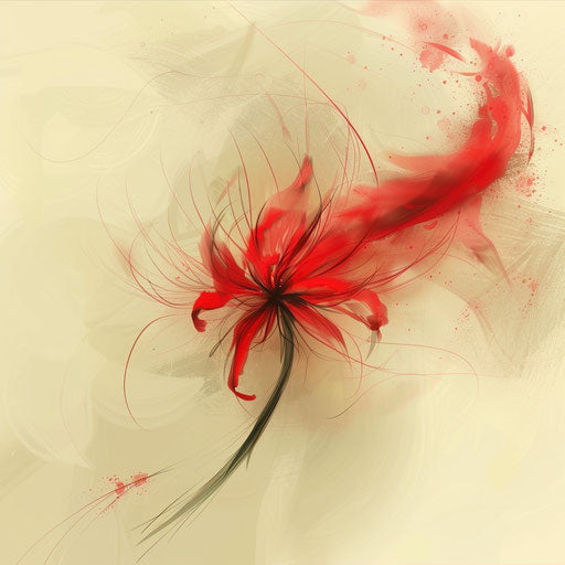 Dreamy sketch of a red spider lily