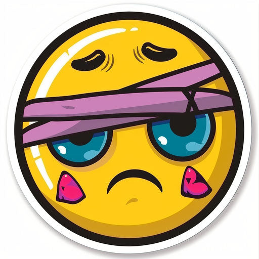 Sad emoticon with bandages on the eyes