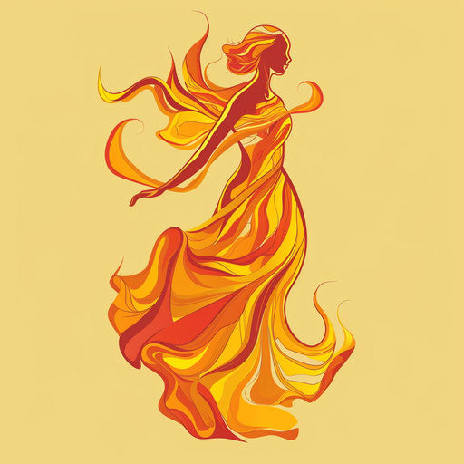 Dynamic flat tattoo sketch of dancing Venus