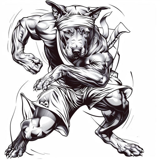 Sports-themed pitbull tattoo design