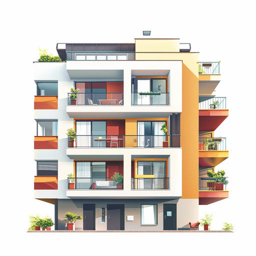 Photo realistic apartment clipart on flat white background