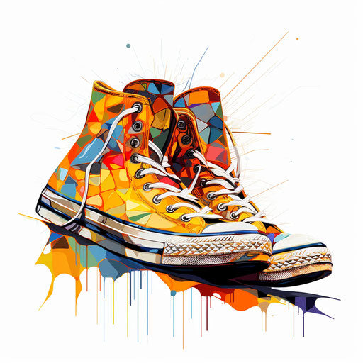 Sneaker clipart in the style of Oil painting, on a white background