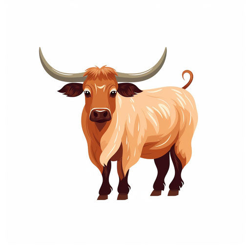 Minimalist ox illustration on white background