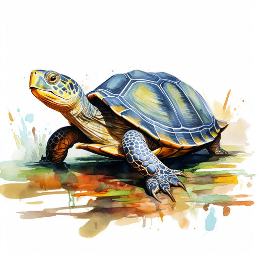 Turtle clip art in the style of Oil painting