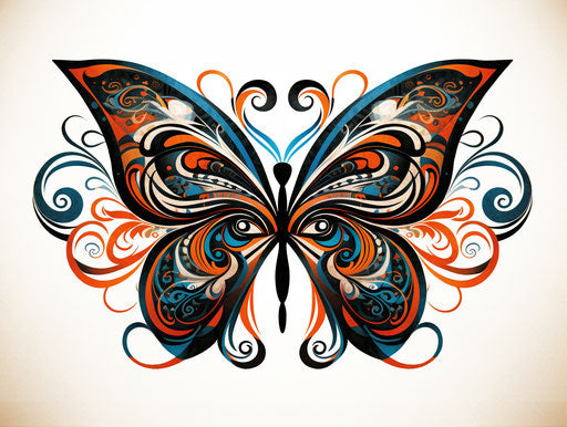 Butterfly tattoo with abstract Celtic design black-white