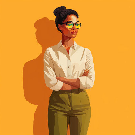 Realistic teacher illustration on sunset orange background