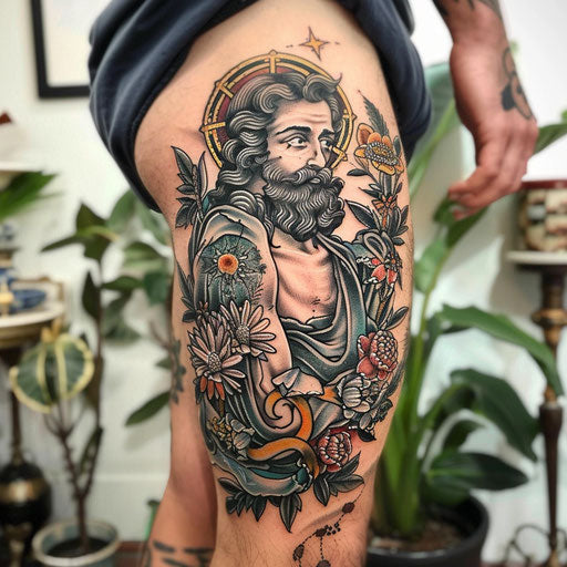 Divine tattoo with classic American style