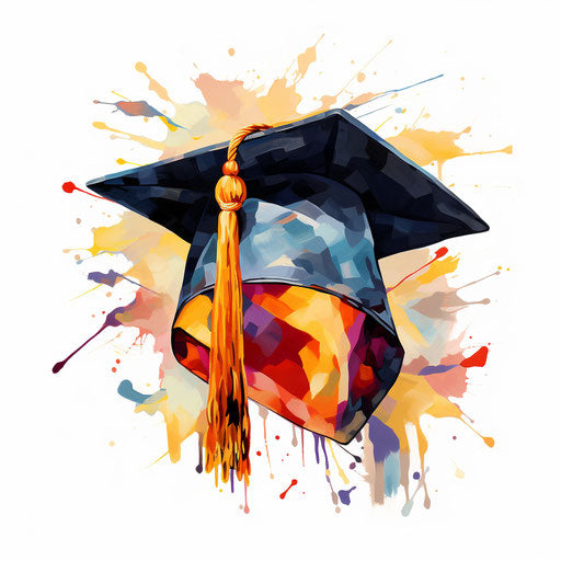 Graduation cap in the style of Impressionistic Art