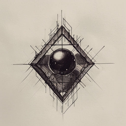 Black pearl in geometric hexagon setting