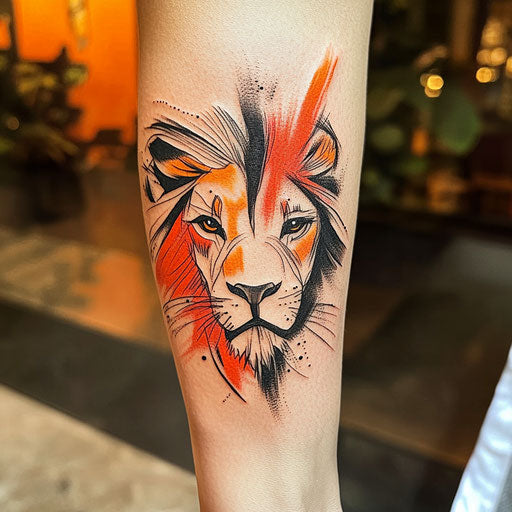 Sketch of lion hand tattoo