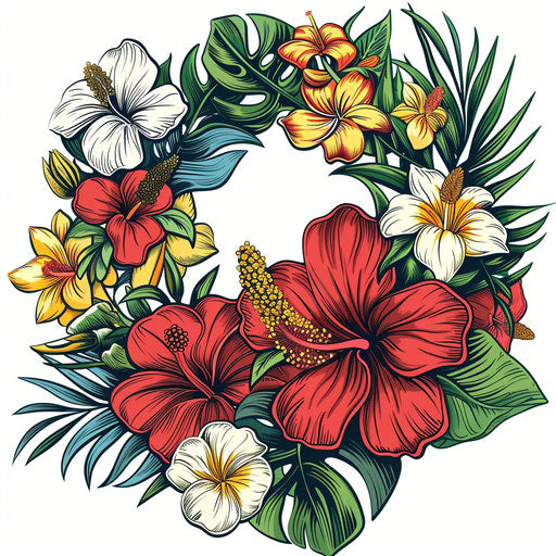 Bold clipart style flat tattoo sketch of a Hawaiian lei