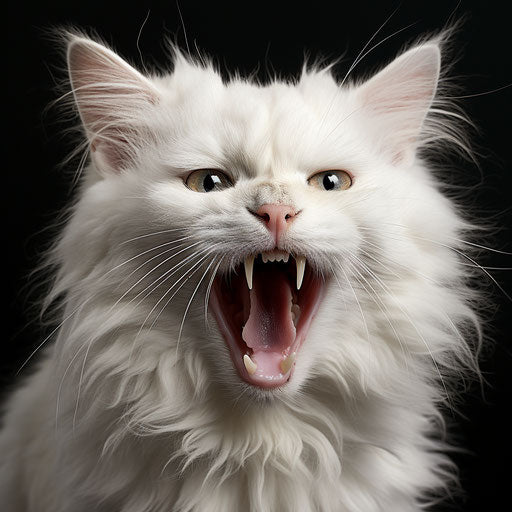 White cat meowing