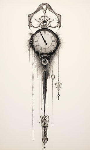 Suspended snide lock, abstract drawing aetherclockpunk style