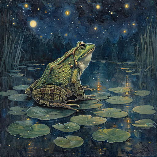 Night-time serenade of a frog, croaking melodies