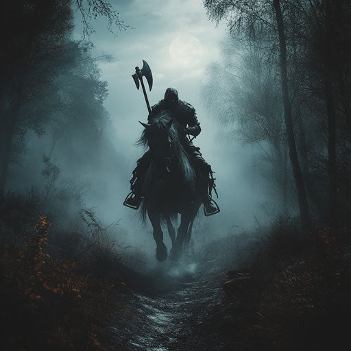 The headless rider charging in the foggy night
