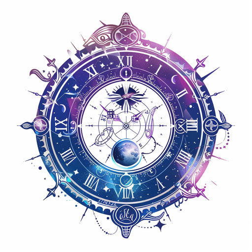 Mystical zodiac wheel with planetary positions
