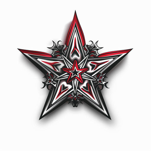 Russian star tattoo sketch in bold clipart style with red accents