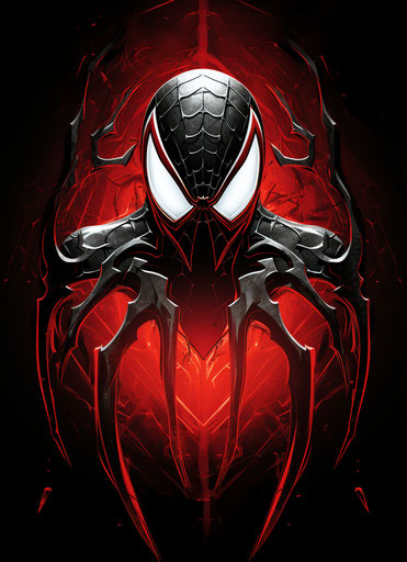 Incredible spider man logo in dark white and crimson style