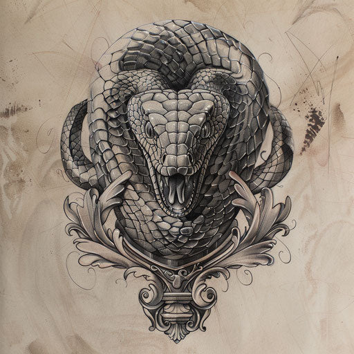 Gothic cobra tattoo sketch with dark tones