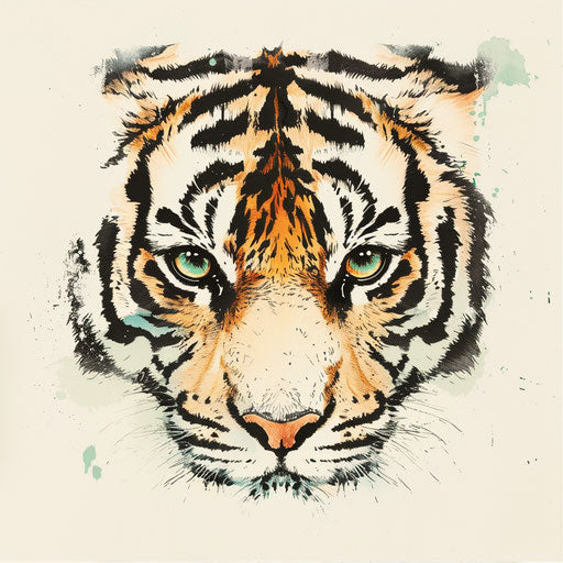 Soft and subtle tattoo sketch of tiger eyes in pastel tones